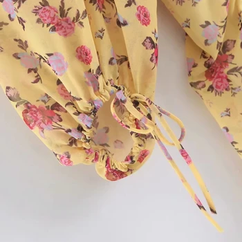 2019 Boho floral elegant, galben rochie pentru femei rochie de Vara chic ruched arc partid rochie mini stil coreean femei haine vestidos