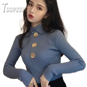 2019 Gros Core Fire Chic Rever Tricotat Femei Pulover Toamna Subțire De Sex Feminin Coreeană Pulovere
