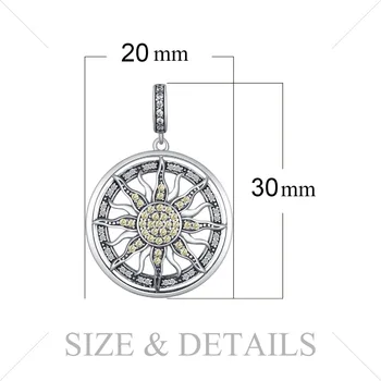 JewelryPalace Celest Soarele Argint 925 Cubic Zirconia Farmec Declarație Colier Pandantiv Bijuterii Femei Fără Lanț