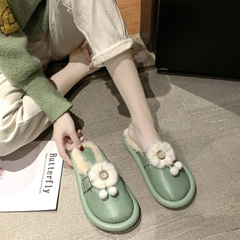 LCIZRONG Cald Interioară Femei Papuci din Piele PU Acasă de Moda Pantofi Pentru Femeie Papuci de casă Drăguț