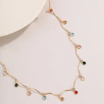 SHIXIN Boho Colorat Cristal Pandantiv Cravată Colier pentru Femei de Moda coreeană Curcubeu Stras Coliere 2020 Bijuterii pentru Gât 5699