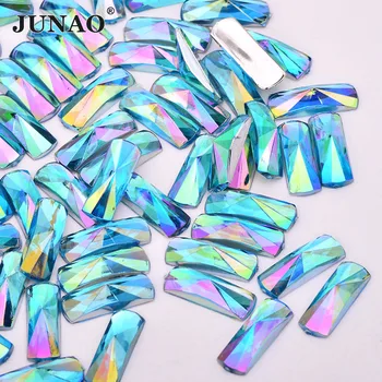 JUNAO 6x16mm Aqua Blue AB Cristal cu Spatele Plat Aplicatiile de Strasuri Acrilice Pietre Lipici Pe Dreptunghi Pietre Album Strass pentru DIY