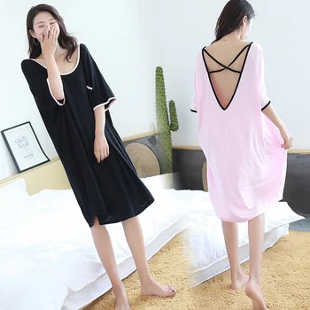 Femei, plus dimensiune sleepwear modal cămașă de noapte rochii tip rochie cu spatele gol femei Gravide sexy gecelik îmbrăcăminte de noapte camasa de noapte lady