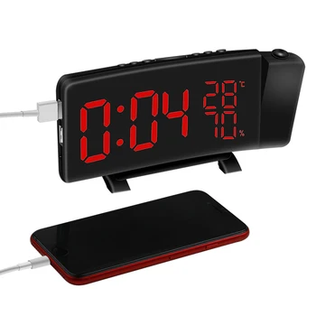 5 inch Digital de Proiectie Ceas cu Alarmă Radio FM LED Estompat Amânare Incarcator USB LB88