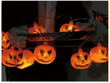 10LED/2,3 M dovleac de Halloween șir de felinare lumina fantomă grimasă atmosferă înfricoșătoare cutie baterie lampă decorativă de interior Copil jucărie 57895