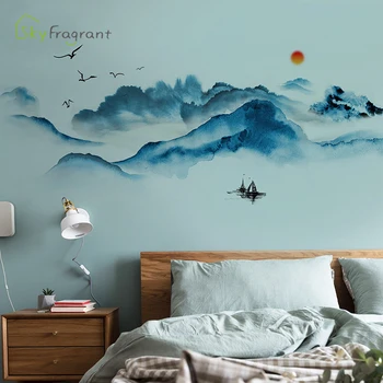 Peisaj pictura de cerneală autocolant perete dormitor noptieră decor auto-adezive autocolante camera de zi de decorare perete decor decor acasă