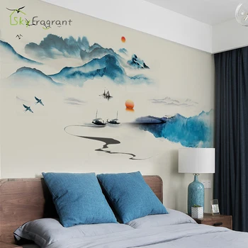 Peisaj pictura de cerneală autocolant perete dormitor noptieră decor auto-adezive autocolante camera de zi de decorare perete decor decor acasă