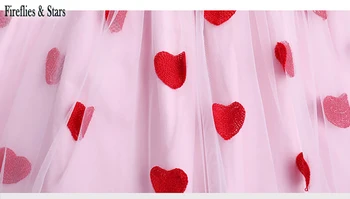 Fete de vară rochie tutu copil rochie roz copii vestidos copii haine de moda broderie inima zbor maneca ochiuri de la 1 la 7 ani