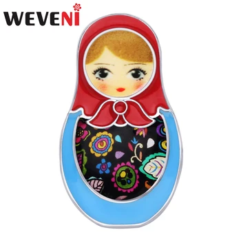 WEVENI Email Aliaj de Desene animate Păpuși rusești Broșe Haine Eșarfă Pin Etnice Bijuterii Cadou Pentru Femei și Fete Accesorii Cadou 58443