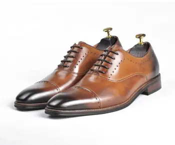 Rochie manual pantofi bărbați dantela-up piele de nunta mirele mozaic de afaceri formal oxfords Goodyear cusut pantofi derby