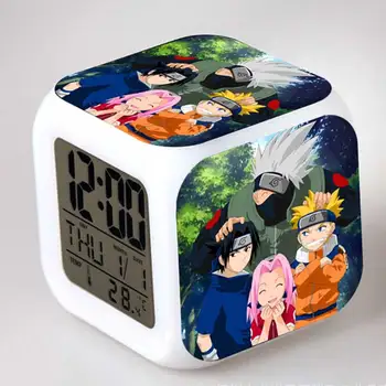 Kawaii Naruto Figura Japonia Manga Model LED Ceas Deșteptător Touch culoare Lumina Birou Anime Jucarii 5972
