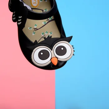 Fata e Nou Sosire de Desene animate Bufnita Imprimare Mini Melissa Vara Sandale Casual Moda Rotund Toe Jeleu Pantofi Plat Pantofi de Plaja