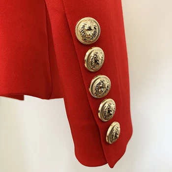 MARE QUANLITY 2020 Clasic Designer Sacou Femei Subțire de Metal montate Leu Butoane Duble Pieptul Blazer Sacou Roșu