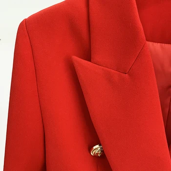 MARE QUANLITY 2020 Clasic Designer Sacou Femei Subțire de Metal montate Leu Butoane Duble Pieptul Blazer Sacou Roșu