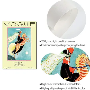 Epocă De Postere Și De Imprimare Coperta Revistei De Moda Călărie Panza Pictura Luna Arta De Perete Moderne Imagini Pentru Living Decor 606