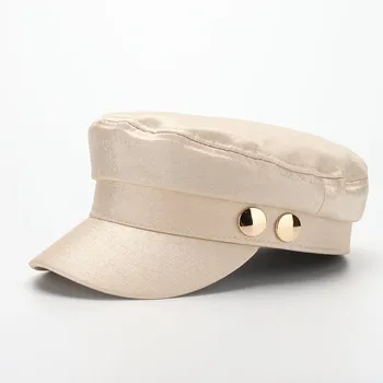 COKK Pălărie de Femeie Capac Militar Britanic Octogonal Bereta Armată Militar Palaria Pentru Femei Doamnelor Pălării Negre de Aur Butonul de Moda de Epocă