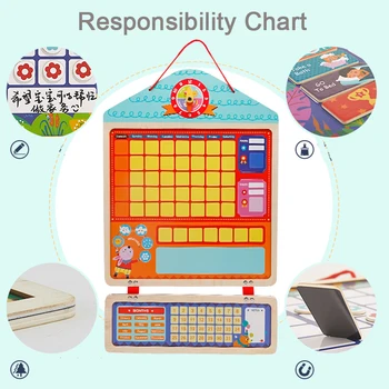 Din lemn Magnetic Recompensa Activitatea Responsabilitatea Graficul Calendaristic Copii Program de Jucării Educative pentru Copii de zile Calendaristice Jucarii 6079
