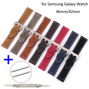 Stil Retro din Piele Watchband 20mm 22mm pentru Samsung Galaxy Watch 42mm 46mm SM-R810/R800 Bandă de Sport Curea de mână Brățară