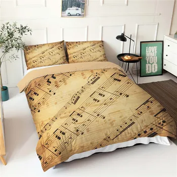 Artistic Set De Lenjerie De Pat Scor De Muzică Design Fabic Dormitor Dublu Lenjerii De Pat, Cu Fețe De Pernă Decor Dormitor 6144