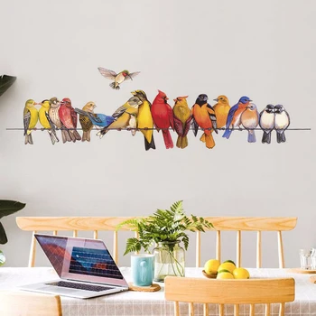 Păsări de culoare creative autocolant de perete camera de zi dormitor autocolante de perete decor auto-adeziv intrarea decor decor acasă autocolante