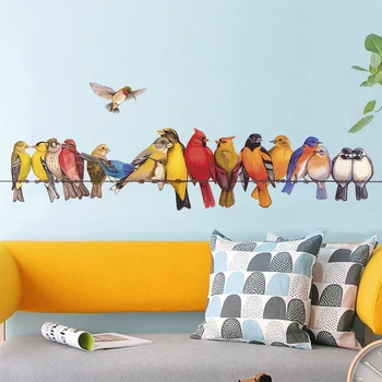 Păsări de culoare creative autocolant de perete camera de zi dormitor autocolante de perete decor auto-adeziv intrarea decor decor acasă autocolante