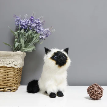 Jucării De Pluș Din Piele De Păr Simulare Siamez Pisică Animal Home Decor Creativ Animale De Companie Drăguț Kitty Model De Fotografie Fotografiere Zi De Naștere 618