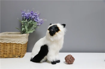 Jucării De Pluș Din Piele De Păr Simulare Siamez Pisică Animal Home Decor Creativ Animale De Companie Drăguț Kitty Model De Fotografie Fotografiere Zi De Naștere