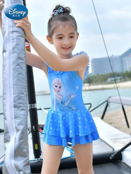 Autentic Disney Congelate pentru Copii costume de Baie Fete de Mijloc Și de Mare de Copii dintr-O bucata Fusta costume de Baie Fete de protecție Solară Costume de baie