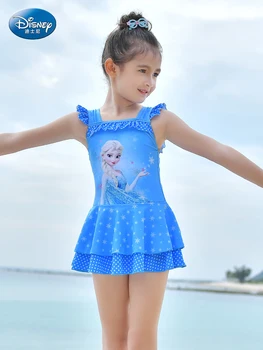 Autentic Disney Congelate pentru Copii costume de Baie Fete de Mijloc Și de Mare de Copii dintr-O bucata Fusta costume de Baie Fete de protecție Solară Costume de baie