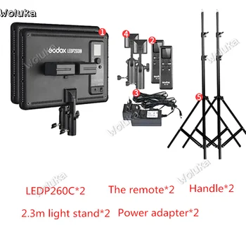 GODOX 2 buc LEDP260C Ultra-subțire LED 30W Lumina Video Lampă de Panou kit +KIT Baterie pentru Digital aparat de Fotografiat DSLR Studio Fotografierea D50 T03Y