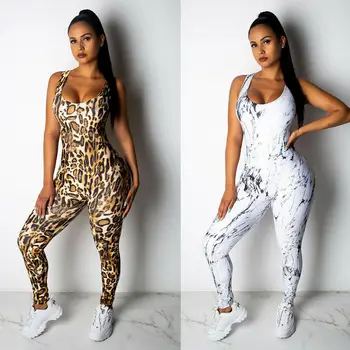 Nou Stil Sport Femei Yoga, Sala De Relaxare Sala De Fitness De Funcționare Salopeta, Jambiere Bodysuit Bodycon Set Imprimare Leopard Moda Fierbinte 2019