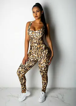 Nou Stil Sport Femei Yoga, Sala De Relaxare Sala De Fitness De Funcționare Salopeta, Jambiere Bodysuit Bodycon Set Imprimare Leopard Moda Fierbinte 2019