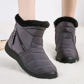 Femei Cizme Impermeabil Culoare Solidă Cizme de Zăpadă de Iarnă Pantofi pentru Femei cu Fermoar Non-slip pentru Femei Cizme Glezna Apartamente de Iarnă Bottes Femmes 6217