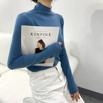 Femei Lungă cu Mâneci Tricotat Fund Pulover Nou Versiunea coreeană În Toamna Și Iarna Chic Și Frumos Stil Pentru Fete 6235