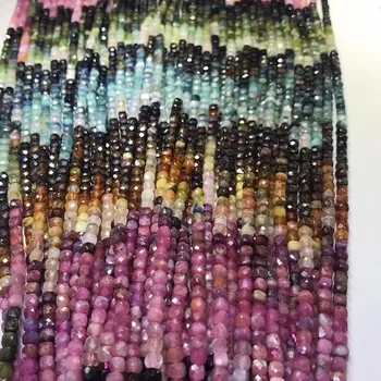 Natural de zahăr de Turmalina colorat 4.5 mm pătrat fațete margele pentru needleworks perle DIY femei bijuterii Brățară de cristal colier