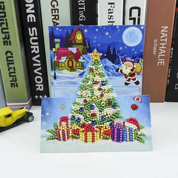 8pcs 5D DIY Diamant Pictură Felicitare tridimensională Ziua de Crăciun cărți Poștale Diamant Kit de Broderie Cadou de Crăciun