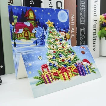 8pcs 5D DIY Diamant Pictură Felicitare tridimensională Ziua de Crăciun cărți Poștale Diamant Kit de Broderie Cadou de Crăciun