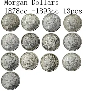NE 1878CC - 1893CC 13pcs Morgan Dolari de Argint Placat cu Copia Monede Culoare: VECHI sau UNC
