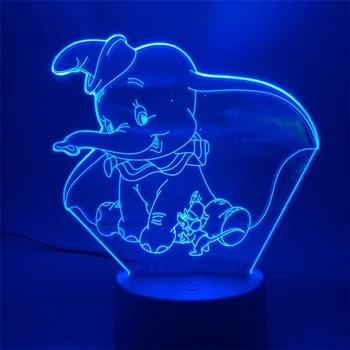 Filme Disney Mica Tineri Dumbo Figura Copii Lumina de Noapte pentru Decor Dormitor Senzor Tactil 3d Lampa de Birou Cadou de Crăciun
