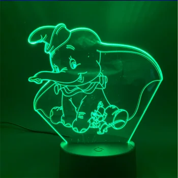 Filme Disney Mica Tineri Dumbo Figura Copii Lumina de Noapte pentru Decor Dormitor Senzor Tactil 3d Lampa de Birou Cadou de Crăciun