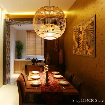 Chinezii De Lemn Luminile Led Pentru Living Individuale De Bambus Hanglamp Restaurant Japonez Pandantiv Lampă De Iluminat, Iluminat Cu Led-Uri