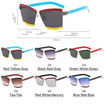Noua Culoare de Potrivire de Moda de Metal Shades ochelari de Soare pentru Femei Rosu Verde Albastru Personalitate de sex Masculin Ochelari Pătrați