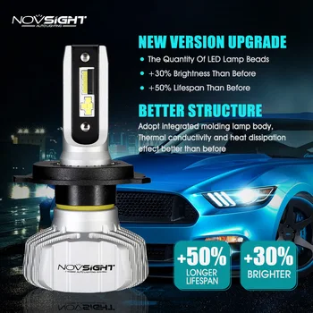 NOVSIGHT 50W 10000LM Auto cu LED-uri Faruri H4 Hi/Lo H7 H1 H3 H11 H13 9005 9006 9007 Nighteye 6500K Becuri Auto Far Kit
