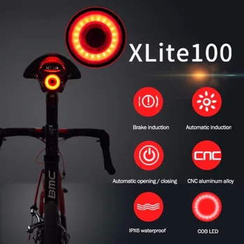 XLITE100 Bicicletă Bicicletă Ușoară iluminare din Spate Auto Start/Stop de Frână de Detectare IPx6 Impermeabil LED de Încărcare cu Bicicleta Lanterna Stop