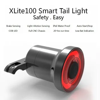XLITE100 Bicicletă Bicicletă Ușoară iluminare din Spate Auto Start/Stop de Frână de Detectare IPx6 Impermeabil LED de Încărcare cu Bicicleta Lanterna Stop