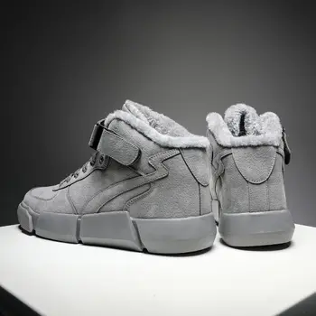 Oamenii de Iarnă Caldă Pantofi pentru Bărbați Ghete Casual Dantela-Up Pantofi de sex Masculin Platforma Cizme Cu Blana Retro din Piele Cizme de Zăpadă