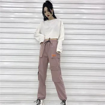Harajuku Pantaloni Femei 2020 Toamna coreeană Stil Hip-Hop Panter Multi-Buzunar Doamnelor Elastic Talie Pantaloni Elegant Feminin