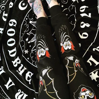 InsGoth Streetwear Înaltă Talie Pantaloni Negri Harajuku Gotic Luna De Imprimare Bandaj Pantaloni De Trening Femei Punk Grunge Sport Pantaloni Harem