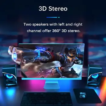 PC Gaming Difuzoare de Lumină LED-uri de Bas Grele Audio HiFi Stereo Canal 2.0 Computer Desktop Bara de Sunet Stereo Compact Acustica