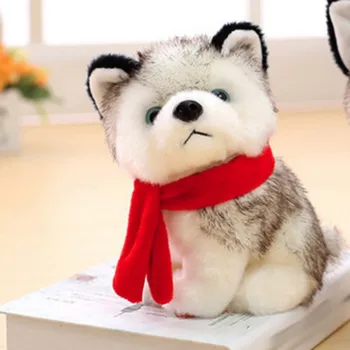 18cm Păpuși de Pluș Husky cu Eșarfă Câine de Desene animate Mascota Cadou Moale Cățeluș de Pluș Jucarii Copii Cadou de Ziua de nastere